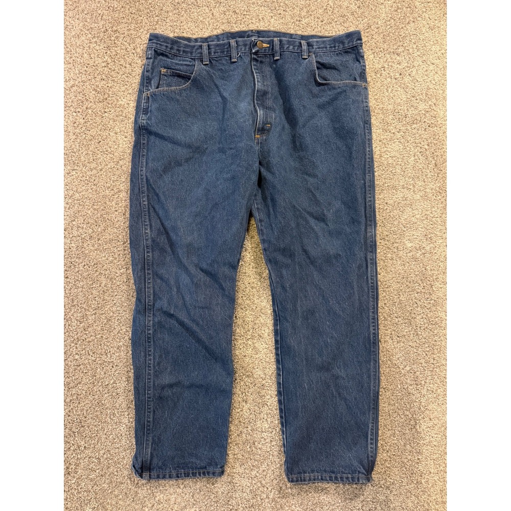 Wrangler Rugged Wear Jeans Mens 44x30 Blue Dark Wash Denim Straight Fit